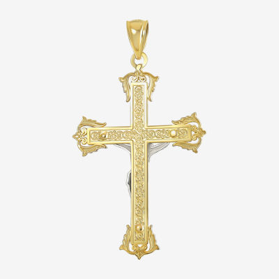 Womens 14K Two Tone Gold Cross Pendant