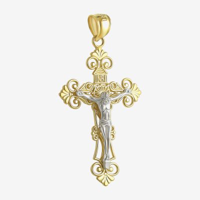 Crucifix Womens 14K Two Tone Gold Cross Pendant