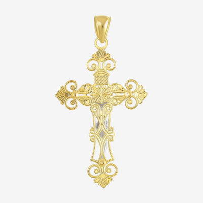 Crucifix Womens 14K Two Tone Gold Cross Pendant