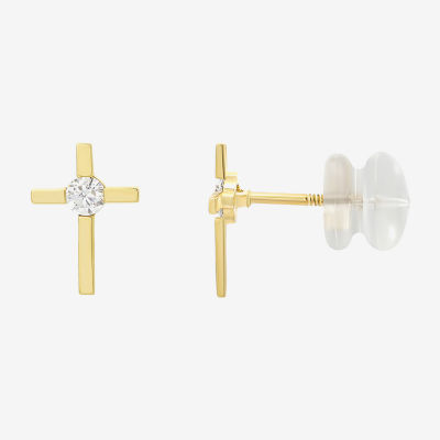 Lab Created Cubic Zirconia 14K Gold 9mm Stud Earrings