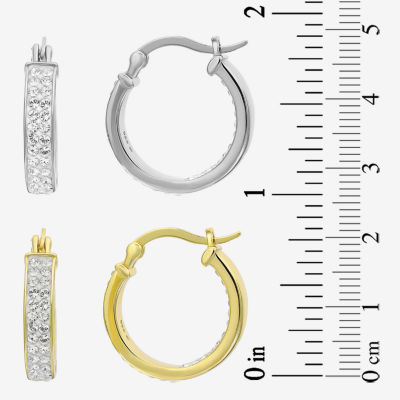 Inside-Out Crystal Hoop Earrings 2-Pair Set