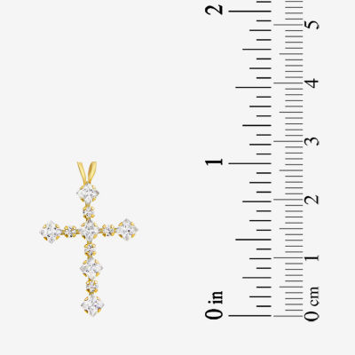 Gold Close Out Womens 1 CT. T.W. Lab Created White Cubic Zirconia 10K Gold Cross Pendant