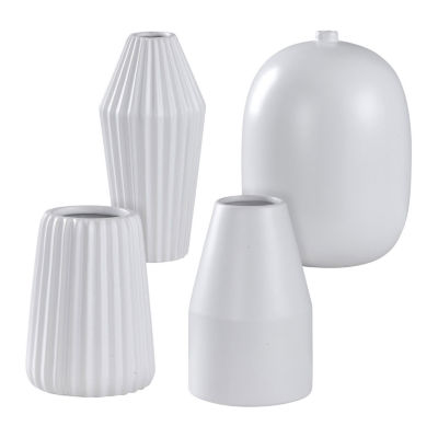Stylecraft Dann Foley White Small Ceramic 4pc. Vase, Color White