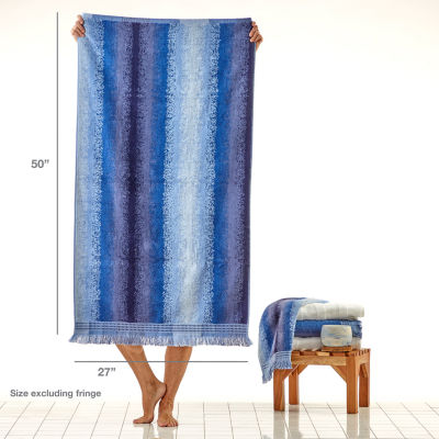Saturday Knight Batik Blues Eckhart Stripe Bath Towel