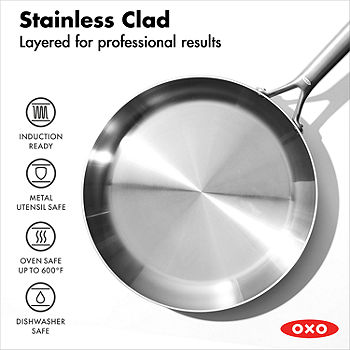 Merten & Storck Tri-Ply Stainless Steel Induction 10 & 12 Fry Pan Set  with Lids, Silver 