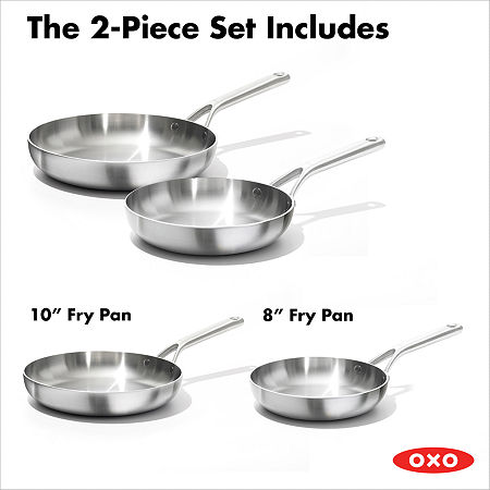 OXO Mira 3-Ply Stainless Steel 2-pc. Frying Pan Set, One Size, Stainless Steel