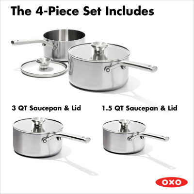 OXO Mira 3-Ply Stainless Steel  4-pc. Sauce Pan Set