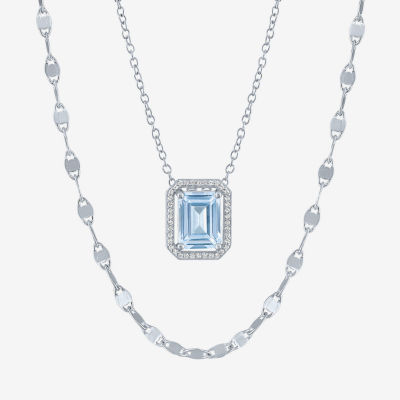 2-pc.Birthstone Necklace Set Sterling Silver