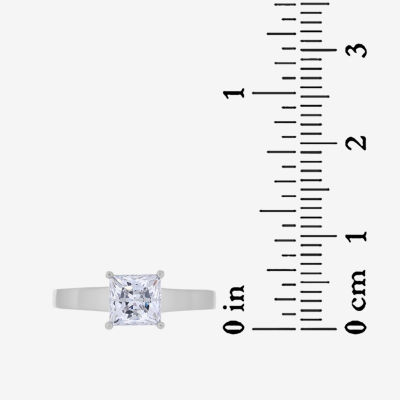 Womens 2 CT. T.W. White Zirconia Sterling Silver Square Solitaire Cocktail Ring