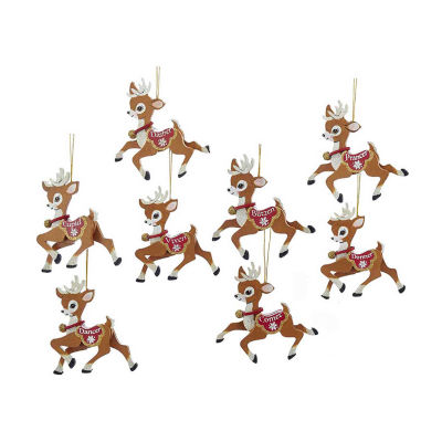 Kurt Adler 4-Inch Wooden Reindeer 8-pc. Christmas Ornament
