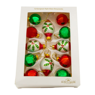 Kurt Adler 35mm Glass Ball Finial 12-pc. Christmas Ornament