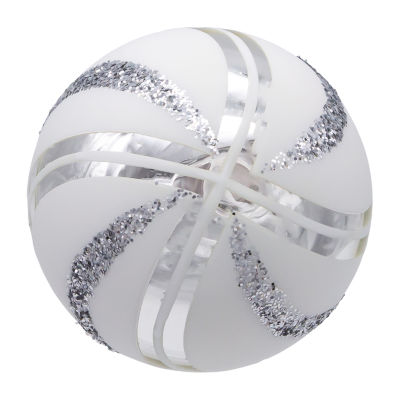 Kurt Adler 80mm Glass White Swirl Ball 6-pc. Christmas Ornament