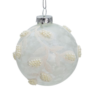Kurt Adler 80mm Glass White Pearl Ball 6-pc. Christmas Ornament