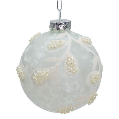 Kurt Adler 80mm Glass White Pearl Ball 6-pc. Christmas Ornament