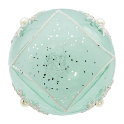 Kurt Adler 80mm Glass Teal Snowflake Ball 6-pc. Christmas Ornament
