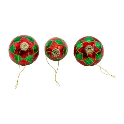 Kurt Adler 80 Mm Green And Red Ball Onion Teardrop 3-pc. Christmas Ornament