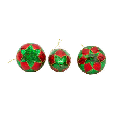 Kurt Adler 80 Mm Green And Red Ball Onion Teardrop 3-pc. Christmas Ornament