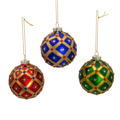 Kurt Adler 80mm Glass Jewel Ball 6-pc. Christmas Ornament