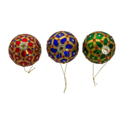 Kurt Adler 80mm Glass Jewel Ball 6-pc. Christmas Ornament