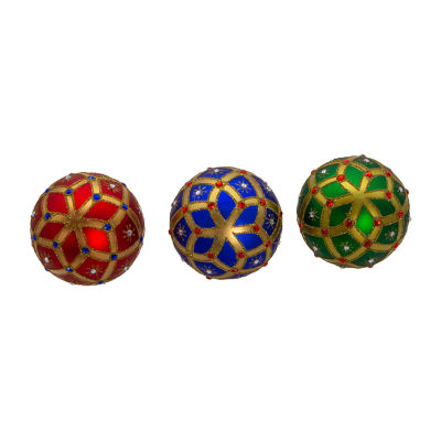 Kurt Adler 80mm Glass Jewel Ball 6-pc. Christmas Ornament