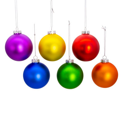 Kurt Adler 80mm Glass Matte Pride  Ball 6-pc. Christmas Ornament