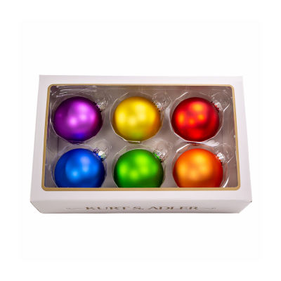 Kurt Adler 80mm Glass Matte Pride  Ball 6-pc. Christmas Ornament