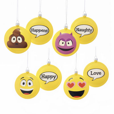 Kurt Adler 86mm Emoticon Disc 4-pc. Christmas Ornament