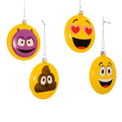 Kurt Adler 86mm Emoticon Disc 4-pc. Christmas Ornament