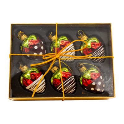 Kurt Adler 2.36-Inch Glass Chocolate Strawberry 6-pc. Christmas Ornament