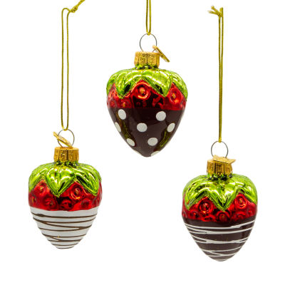 Kurt Adler 2.36-Inch Glass Chocolate Strawberry 6-pc. Christmas Ornament