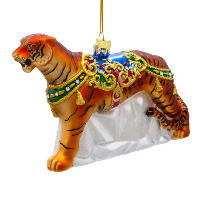 Kurt Adler 6.5-Inch Bellissimo Glass Tiger Christmas Ornament