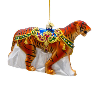 Kurt Adler 6.5-Inch Bellissimo Glass Tiger Christmas Ornament