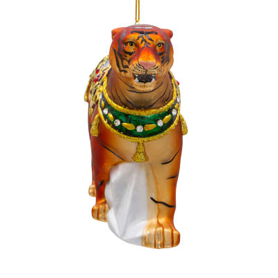 Kurt Adler 6.5-Inch Bellissimo Glass Tiger Christmas Ornament