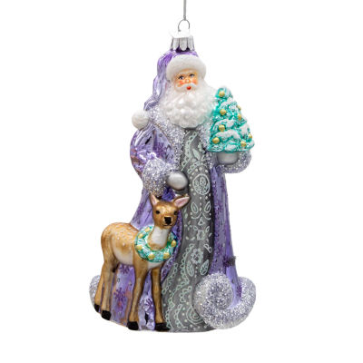 Kurt Adler 7-Inch Bellissimo Glass Periwinkle Santa Christmas Ornament