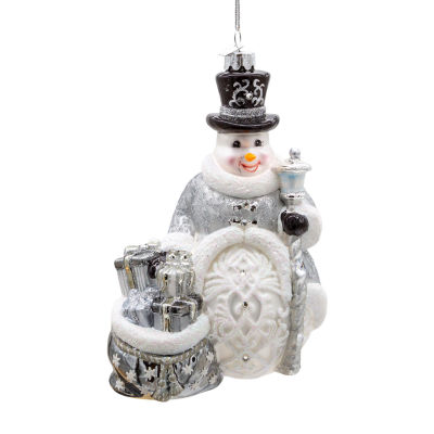Kurt Adler 7-Inch Bellissimo Glass Silver Snowman Christmas Ornament
