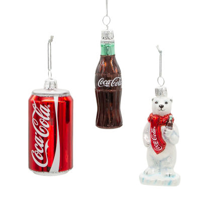 Kurt Adler 3.5-Inch Glass Coke Mini 3-pc. Christmas Ornament