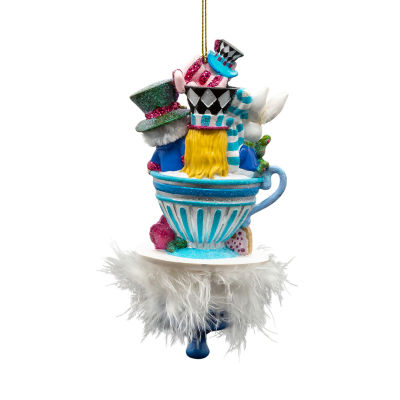 Kurt Adler 6.25-Inch Hollywood Hats Teaparty Alice in Wonderland Christmas Ornament