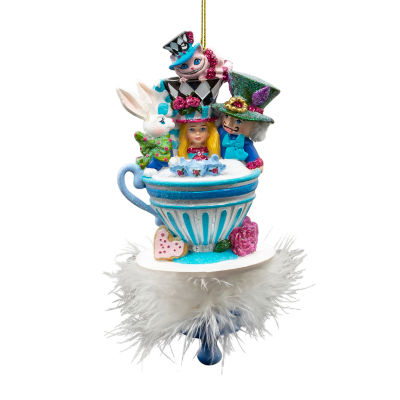 Kurt Adler 6.25-Inch Hollywood Hats Teaparty Alice in Wonderland Christmas Ornament