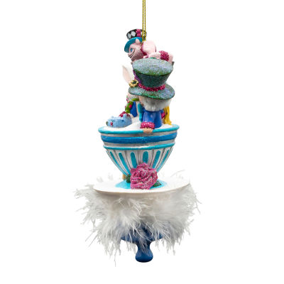 Kurt Adler 6.25-Inch Hollywood Hats Teaparty Alice in Wonderland Christmas Ornament