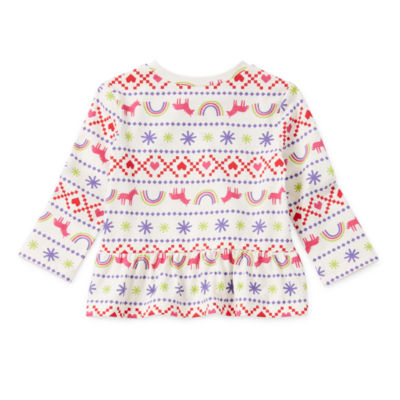 Okie Dokie Baby Girls Round Neck Long Sleeve T-Shirt