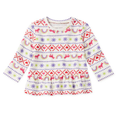 Okie Dokie Baby Girls Round Neck Long Sleeve T-Shirt