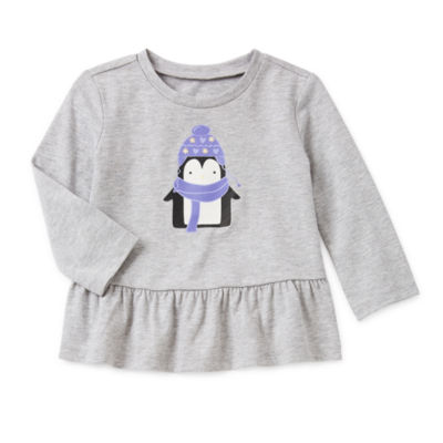 Okie Dokie Baby Girls Round Neck Long Sleeve T-Shirt