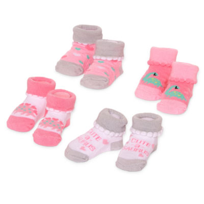 Piper & Jax Baby Girls 4 Pair Baby Booties, Color: Pink - JCPenney