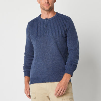 Frye and Co. Mens Long Sleeve Rib Yoke Henley Pullover Sweater