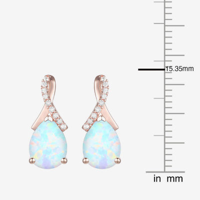 Lab Created White Opal 14K Rose Gold Over Silver 14mm Stud Earrings