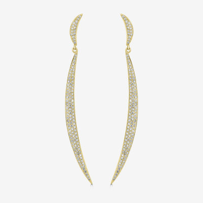 Linear 3/4 CT. T.W. Natural White Diamond 14K Gold Curved Drop Earrings