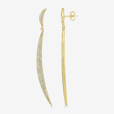 Linear 3/4 CT. T.W. Natural White Diamond 14K Gold Curved Drop Earrings