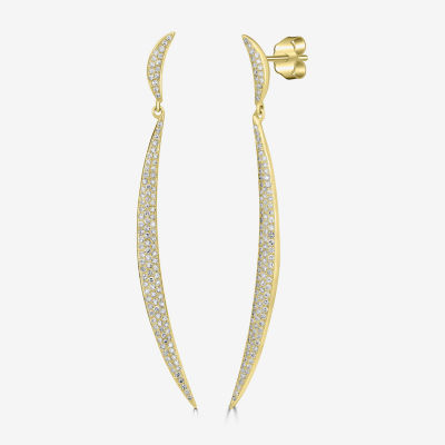 Linear 3/4 CT. T.W. Natural White Diamond 14K Gold Curved Drop Earrings