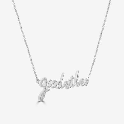 "Good Vibes" Womens 1/10 CT. T.W. Natural White Diamond 14K White Gold Pendant Necklace