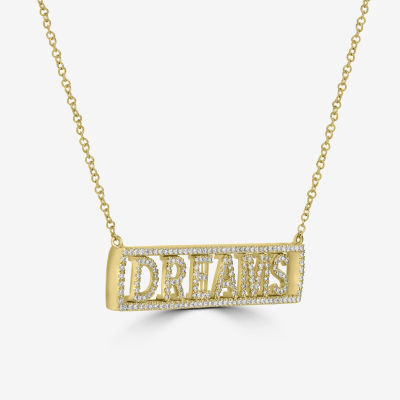 "Dreams" Womens 1/2 CT. T.W. Natural White Diamond 14K Gold Bar Pendant Necklace